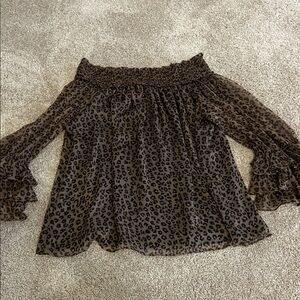 CeCe Leopard Print Off-Shoulder Blouse